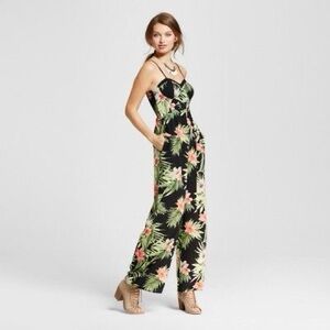 Xhilaration Black Floral Jumpsuit